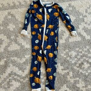 Blue and Orange Footies Pajamas with Space Print